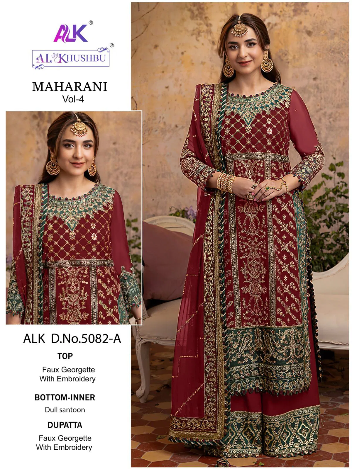 Maharani Vol 4 5082 A To D By Al Khushbu Wedding Bridal Wear Pakistani Suits Wholesale Online
